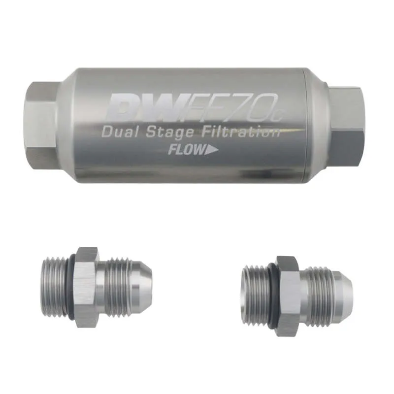 DeatschWerks 8AN 10 Micron 70mm Compact In-Line Fuel Filter Kit DeatschWerks 8AN 10 Micron 70mm Compact In-Line Fuel Filter Kit