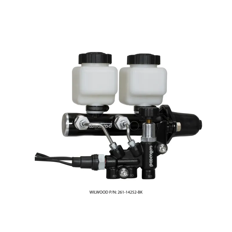 Wilwood Tandem Remote M/C Kit w L/H Brkt & Prop Valve - 1 1/8in Bore Black Wilwood Tandem Remote M/C Kit w L/H Brkt & Prop Valve - 1 1/8in Bore Black