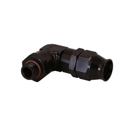 Aeromotive PTFE Hose End - AN-06 to AN-08 Hose - 90 Deg - Black Anodized