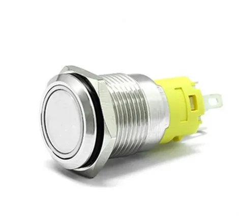 19mm Chrome Latching Push Button Switch - White LED