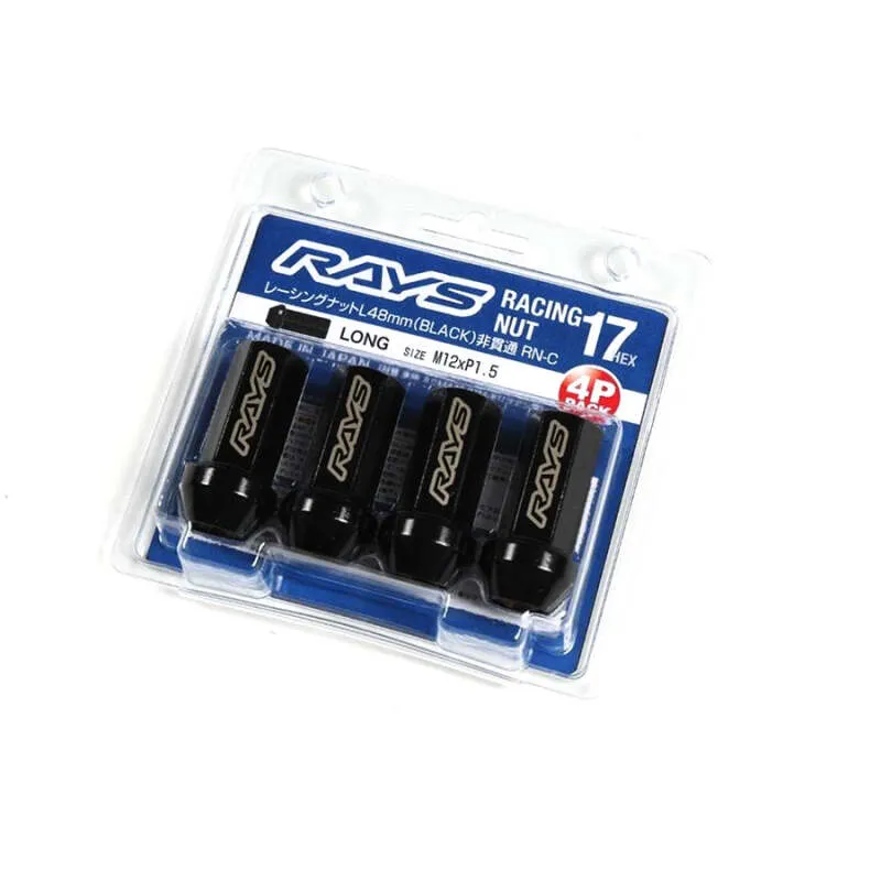 Rays 17HEX Racing Nut 12x1.5 Set L48 (Closed End) (4 PCS) - Black Chromate Rays 17HEX Racing Nut 12x1.5 Set L48 (Closed End) (4 PCS) - Black Chromate