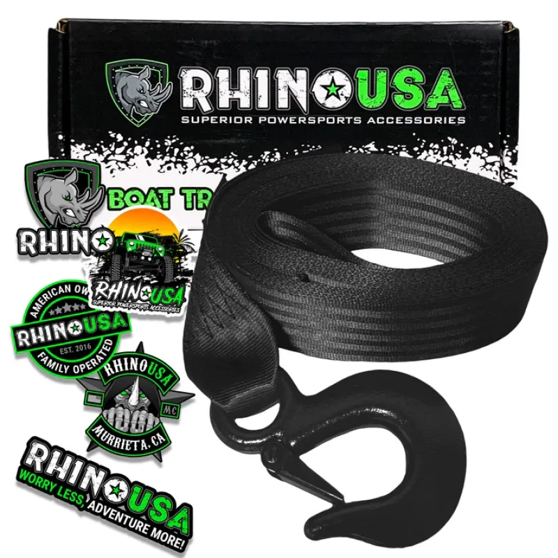 Rhino USA 2In X 20Ft Boat Winch Strap With Hook Rhino USA 2In X 20Ft Boat Winch Strap With Hook