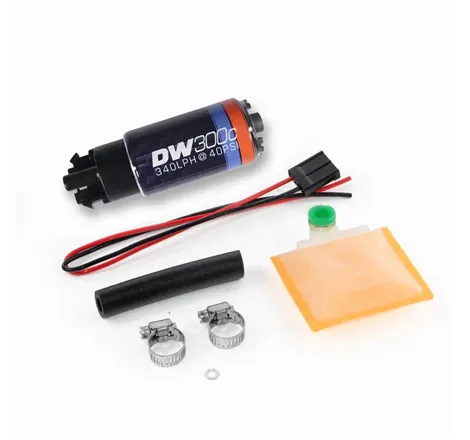 DeatschWerks 340lph DW300C Compact Fuel Pump w/ Universal Install Kit (w/ Mounti