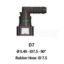 Quick Release 9.49 to 7.5mm 90 Degree Elbow for Rubber Hose