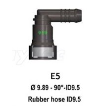 Quick Release 9.89 to 9.5mm 90 Degree Elbow for Rubber Hose