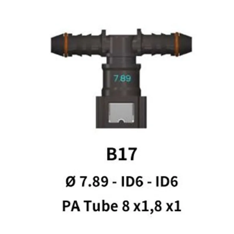 Quick Release 7.89 Tee for 8mm Nylon Hose & 8mm Nylon Hose